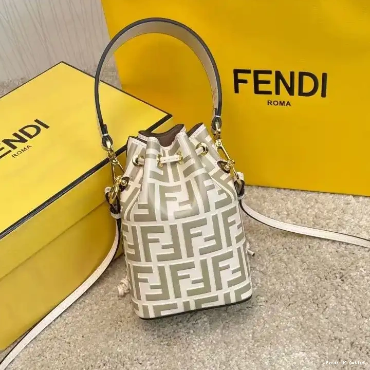 Cheap Calf White In Bag Mini Fendi Bucket Mon FF Motif Leather Tresor 0324 HOT SALE